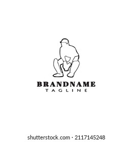 logotipo del jugador de cricket diseño de dibujos animados icono negro vector aislado