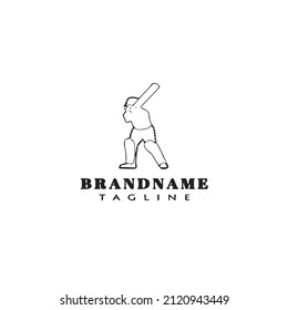 cricket player logo cartoon design template icon black modern vector illustration
