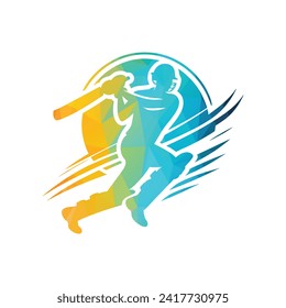 Cricket Player Logo Creative illustration