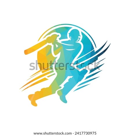 Cricket Player Logo Creative illustration