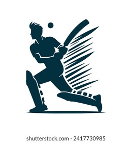 Cricket Player Logo Creative Style Vector