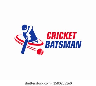 Cricket player logo design. Cricket batting vector design. Batsman logotype