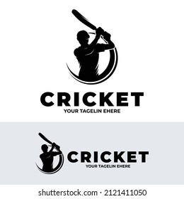 Cricket player logo design template