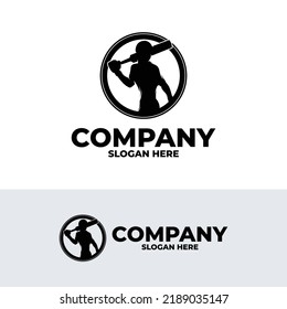 Cricket player logo design template