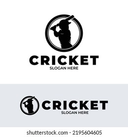 Cricket player logo design template
