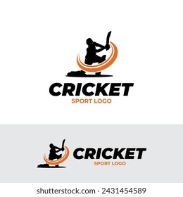 Cricket player logo design template