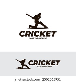 Cricket player logo design template