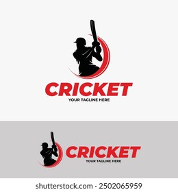 Cricket player logo design template