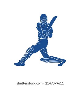 Cricket player logo design vector. Icon Symbol. Template Illustration