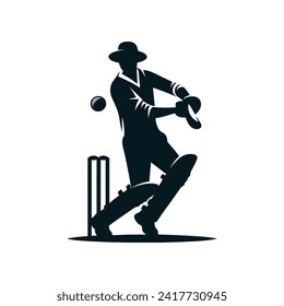 Cricket Player Logo Design Vector 