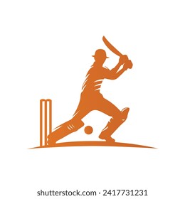 Cricket Player Logo Design Vector