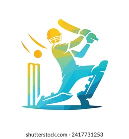 Cricket Player Logo Design Vector Illustration