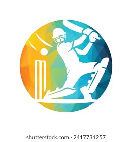 Ilustración vectorial del logotipo del jugador de cricket