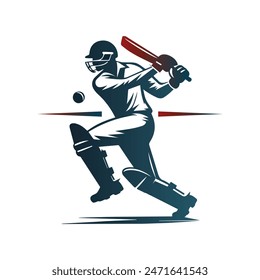 Cricket Player Logo Design Vector Illustration