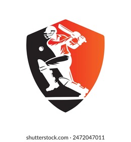 Ilustración vectorial de diseño de logotipo de jugador de críquet