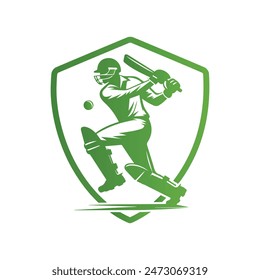 Cricket Player Logo Design Vector Illustration