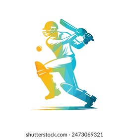 Cricket Player Logo Design Vector Illustration