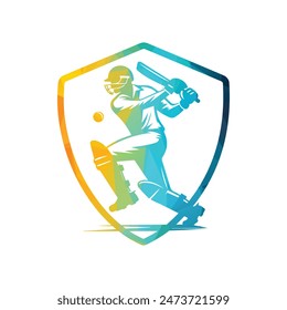 Cricket Player Logo Design Vector Illustration