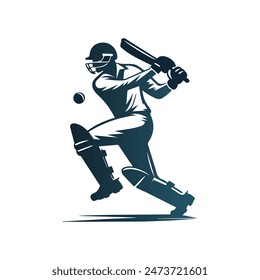 Cricket Player Logo Design Vector Illustration