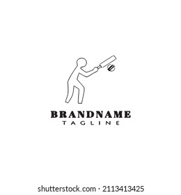 cricket player logo icon cartoon design template modern vector illustration