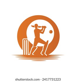 Cricket Player Logo Inside a Ring Illustration