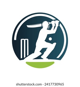 Cricket Player Logo Inside a Shape of Circle