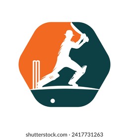 Logo del jugador de cricket dentro de una forma de hexágono