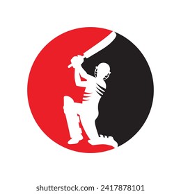 Cricket Player Logo Inside a Shape of Circle