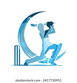 Cricket Player Logo Playing Short Concept