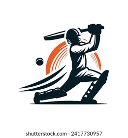 Logo del jugador de cricket jugando a un concepto corto