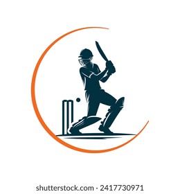 Logo del jugador de cricket jugando a un concepto corto