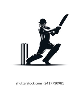 Logo del jugador de cricket jugando a un concepto corto