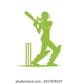 Cricket Player Logo Playing Short Concept