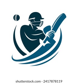 Cricket Player Logo Playing Short Concept