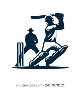 Logo del jugador de cricket jugando a un concepto corto