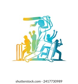 Cricket Player Logo Women Cricketer 