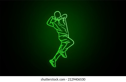 cricket player neon baller art vector