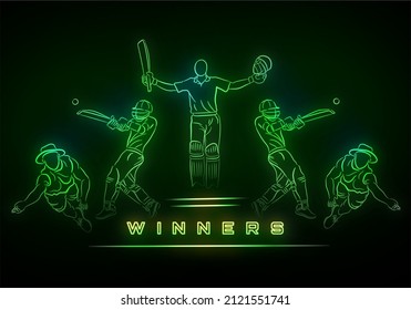 cricket player neon batsman vector for banners