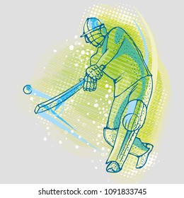Cricket player on graphics background