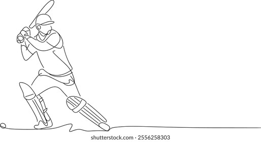Cricket Player One-Line Art – Continuous Contour Drawing