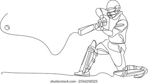 Cricket Player One-Line Art – Continuous Contour Drawing