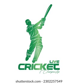 Cricket-Player, Design-Vektorgrafik des Cricket-Logos. Symbol. Vorlagendarstellung