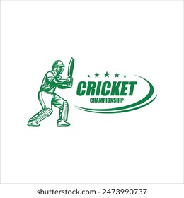 Cricket-Spieler, Spielen Cricket-Logo-Design-Vektorgrafik. Symbol. Vorlage