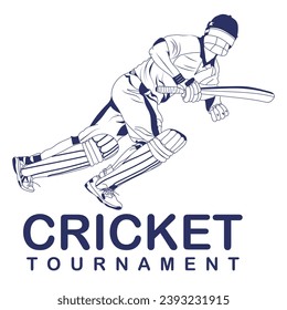 Cricket player, Playing cricket logo, sketch design vector. Icon Symbol. Template Illustration