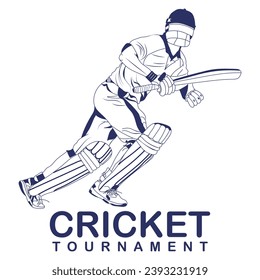 Cricket player, Playing cricket logo, sketch design vector. Icon Symbol. Template Illustration
