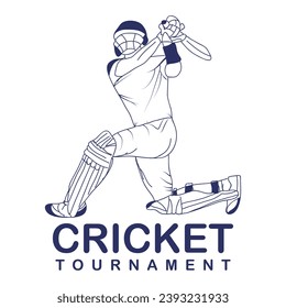 Jugador de cricket, logotipo de cricket de juego, vector de diseño de boceto. Símbolo de icono. Ilustración de plantilla