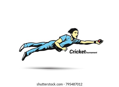 Cricket player playing cricket, tournament, ball, uniform, vector illustration