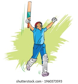 cricket player playing cricket vector illustration