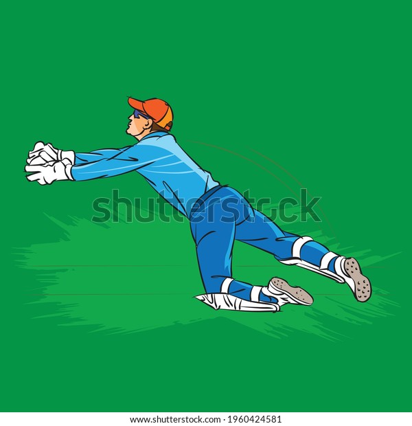 cricket player\
playing cricket vector\
illustration