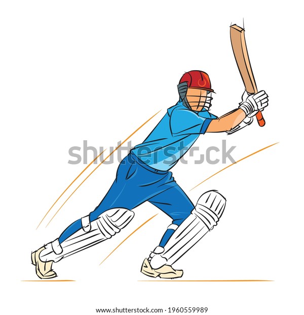 Cricket Player Playing Cricket Vector Illustration Stock Vector ...